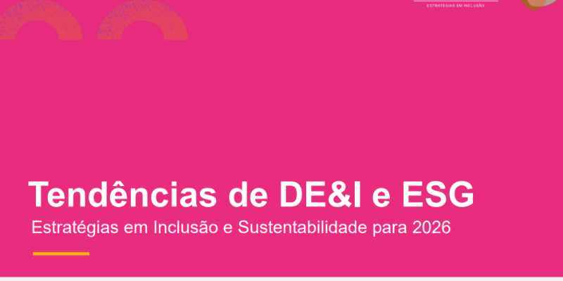 Capa rosa com o título "Tendências de DEI e ESG"